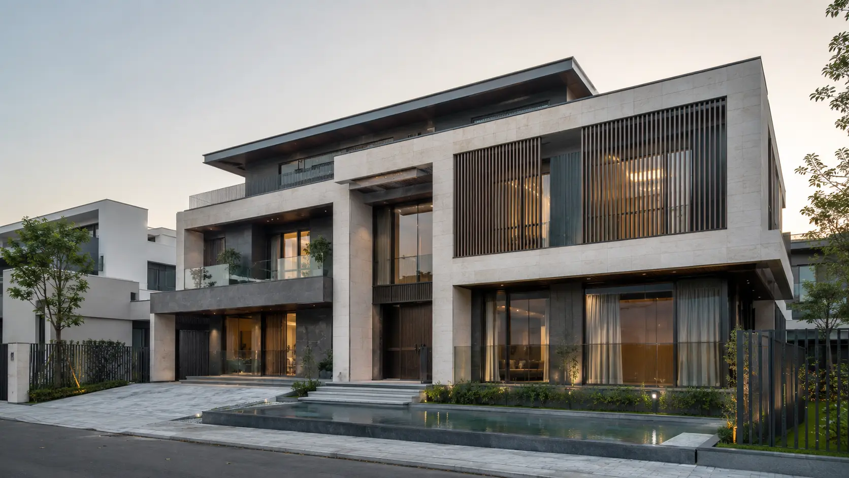 Ảnh đại diện Biệt thự hiện đại khung đá tại Đông Anh – hình học tĩnh giữa khoảng nước